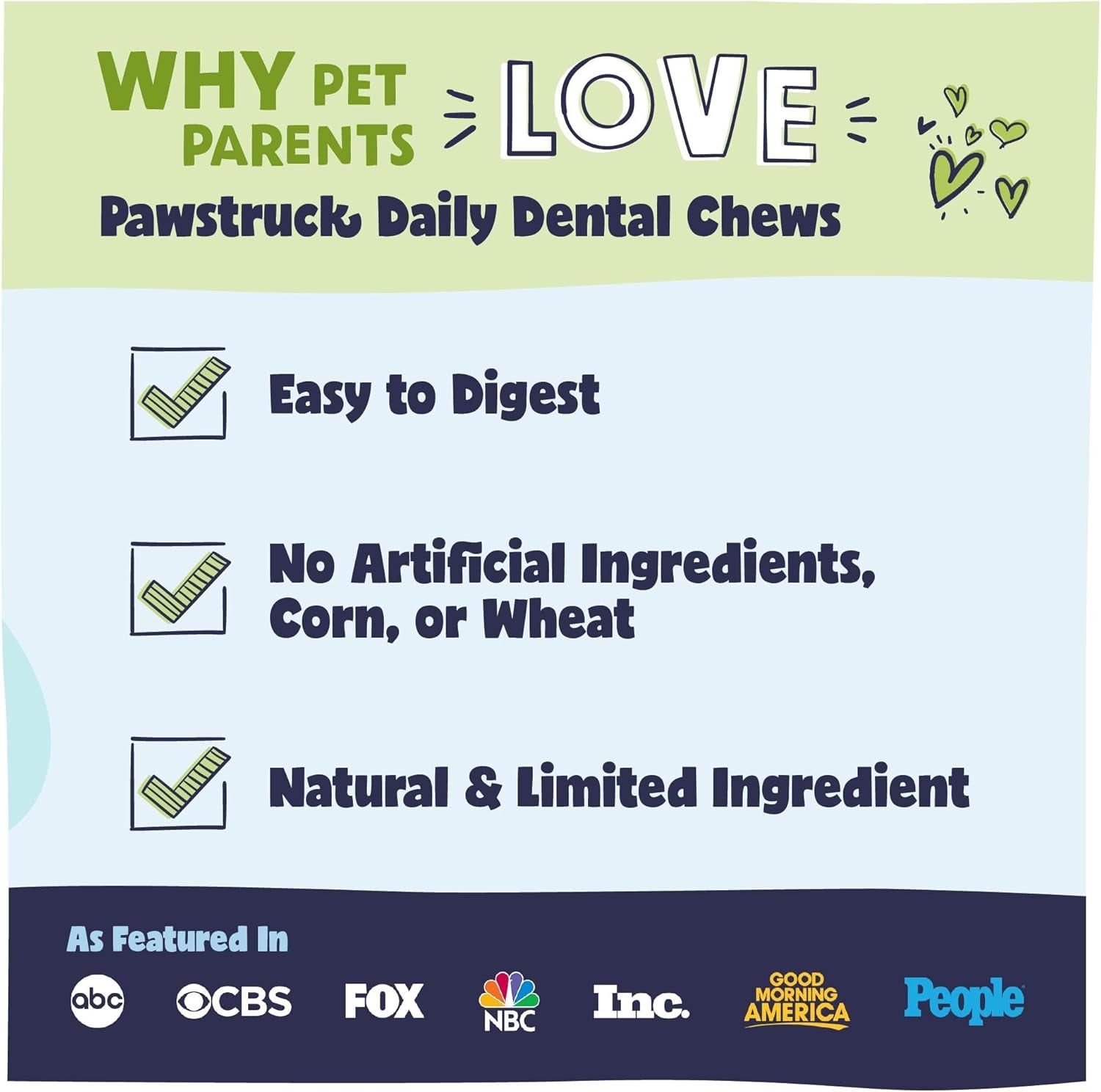 Natural Dental Chews for Medium Large Dogs & Puppies - Vet Recommended Brush Stick Treats Made in USA Breath Freshener to Improve Oral Hygiene & Clean Teeth - 30 Count - Packaging May Vary