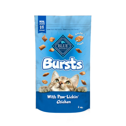 Bursts Crunchy & Creamy Cat Treats, Great for Training Chicken, 2-Oz Bag