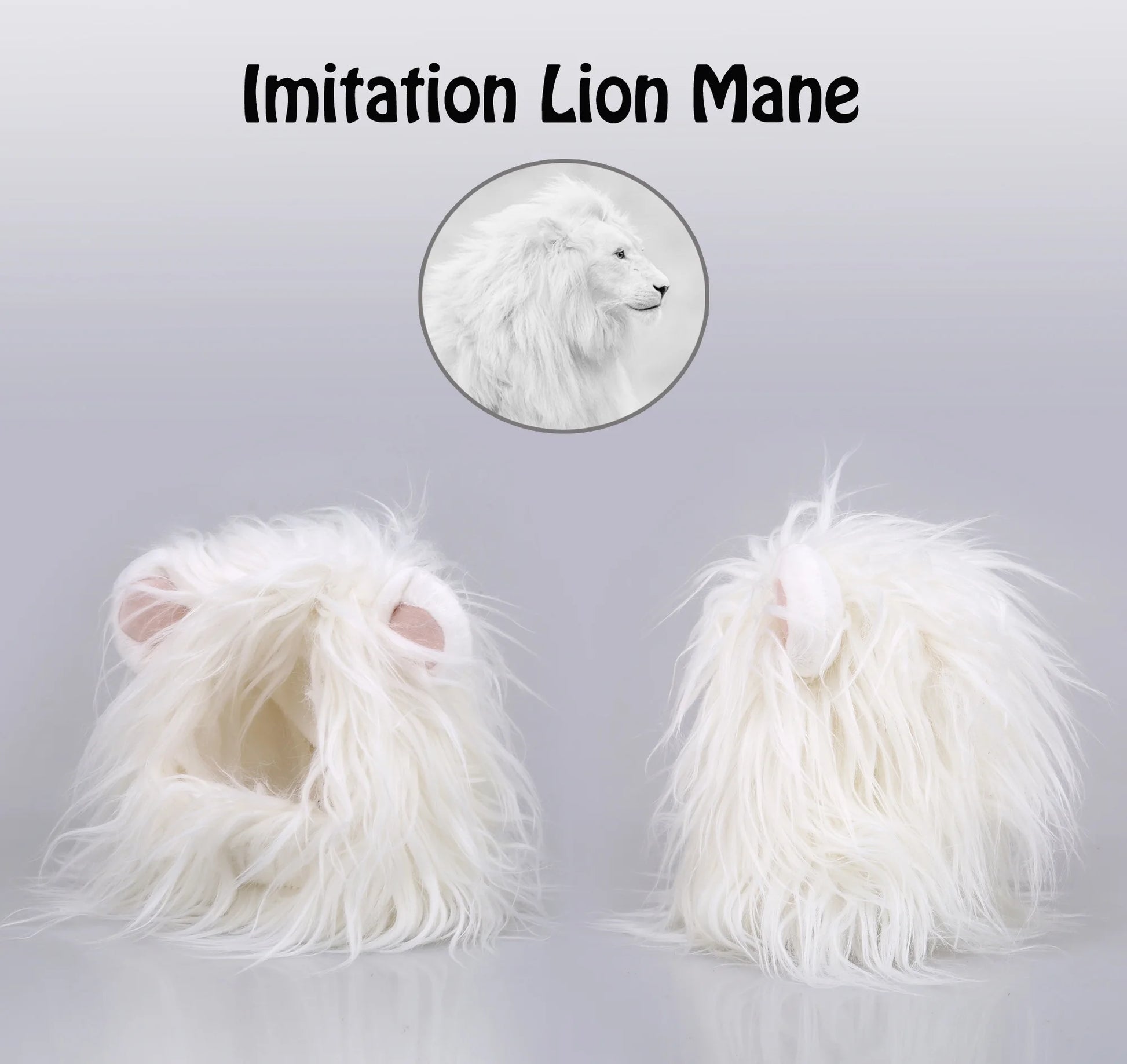 Lion Mane Wig for Cats, Funny Pet Cat Costumes for Halloween Christmas, Furry Pet Clothing Accessories (Size S, White)