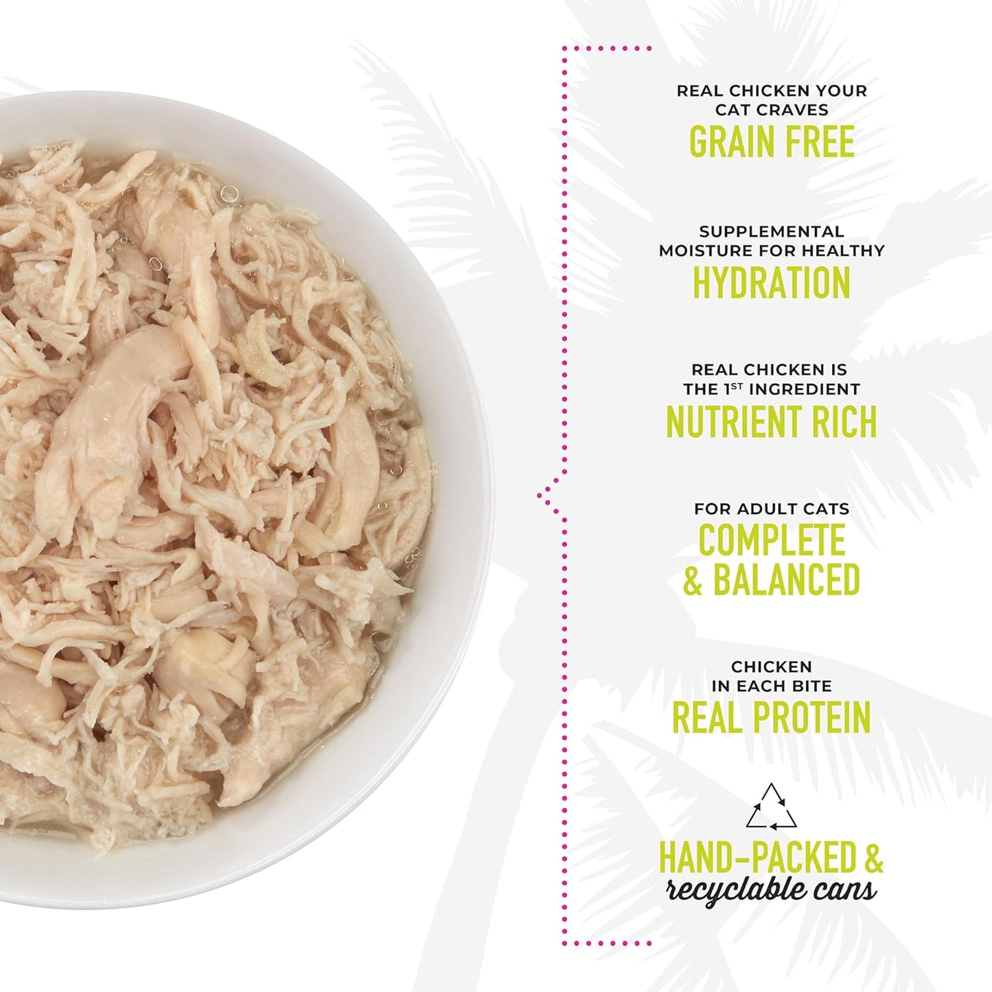Tiki Cat Luau Shredded Meat, Succulent Chicken Recipe in Chicken Consumme, Grain-Free Balanced Nutrition Wet Canned Cat Food, for All Life Stages, 2.8 Oz. Can (12 Count)