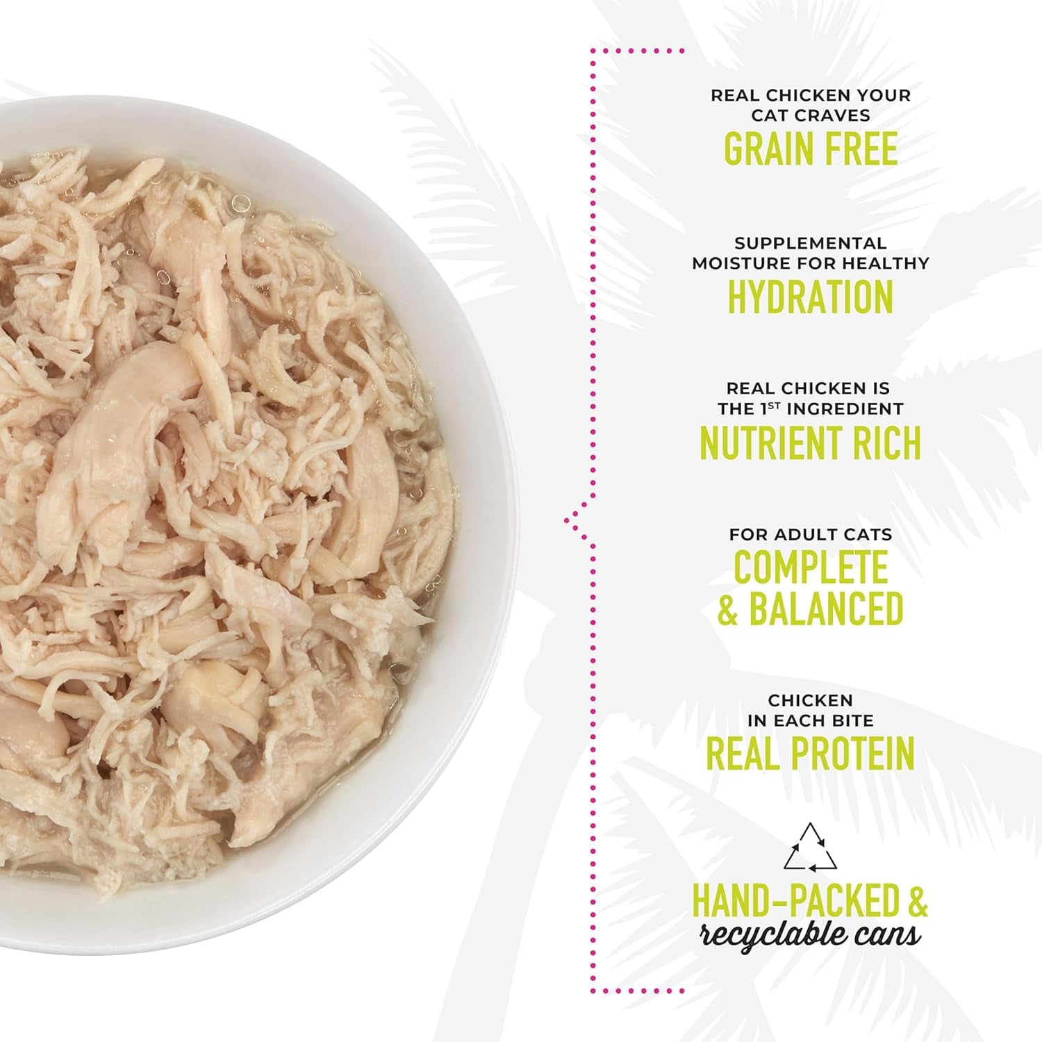 Tiki Cat Luau Shredded Meat, Succulent Chicken Recipe in Chicken Consumme, Grain-Free Balanced Nutrition Wet Canned Cat Food, for All Life Stages, 2.8 Oz. Can (12 Count)