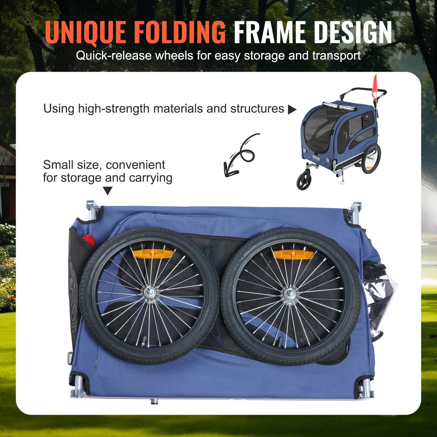 Pet Bicycle Trailer and Stroller, Water Resistant Bike Carrier Dogs and Cats