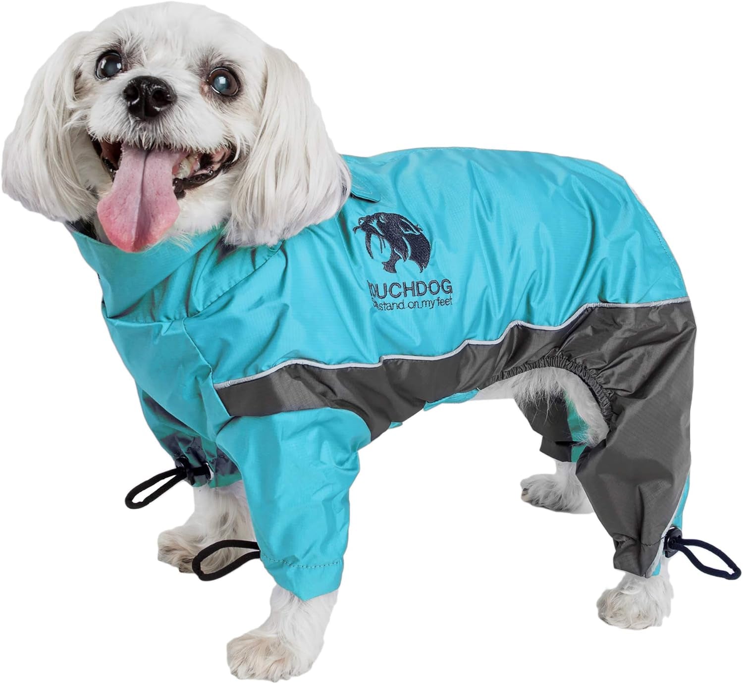 TOUCHDOG 'Quantum-Ice' Full Body Bodied Adjustable and 3M Reflective Pet Dog Coat Jacket W/ Blackshark Technology, Medium, Ocean Blue, Grey