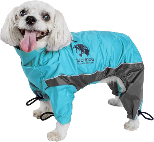 TOUCHDOG 'Quantum-Ice' Full Body Bodied Adjustable and 3M Reflective Pet Dog Coat Jacket W/ Blackshark Technology, Medium, Ocean Blue, Grey