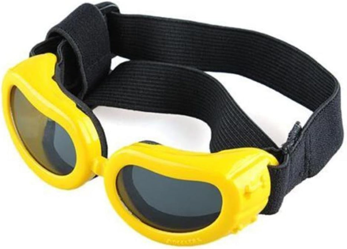Outdoor Dog Sunglasses Anti-Uv Eye Protection Goggles Waterproof Windproof Anti-Fog for Small Pet Puppy Cat (Yellow)
