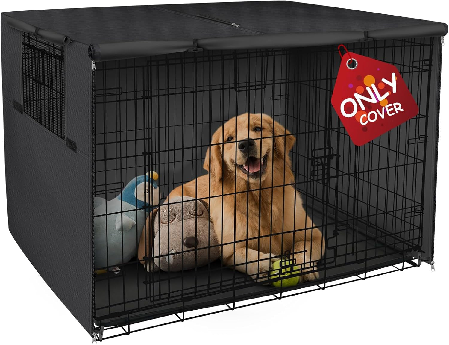 Dog Crate Cover Heavy Duty Polyester Pet Kennel Sunshade Universal Fit for 36 Inches Wire Cage (Black)