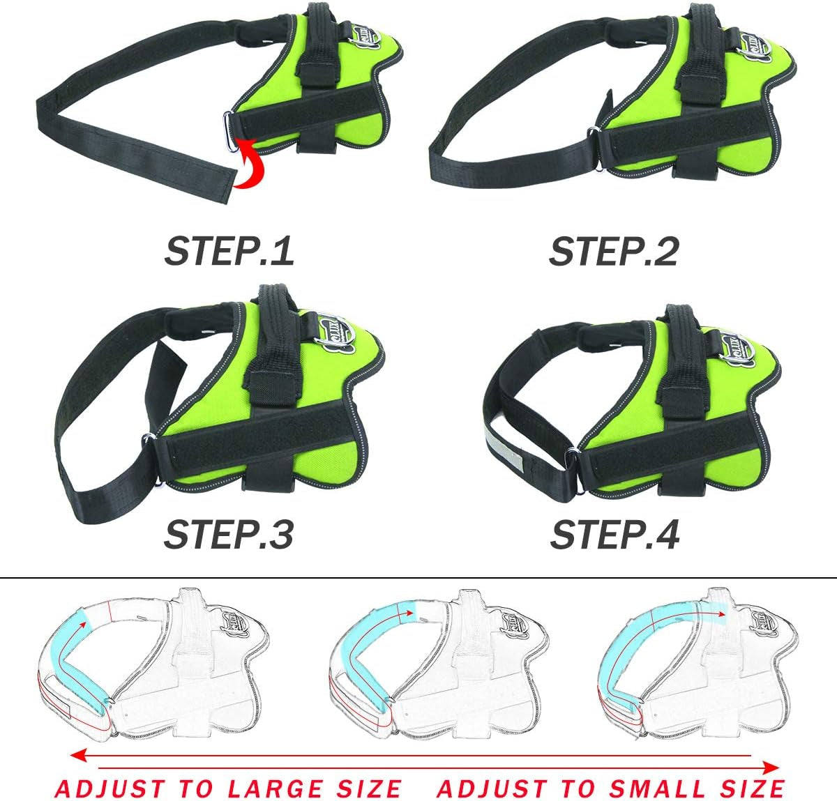 Dog Harness, No-Pull Reflective Dog Vest, Breathable Adjustable Pet Harness with Handle for Outdoor Walking - No More Pulling, Tugging or Choking (Green, S)