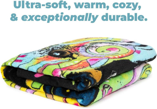 50 X 60 Inch Pitbull Fleece Blanket Throw with Dean Russo Dog Art - Soft and Colorful Pitbull Blankets for Adults, Kids, Bed Couch Sofa Travel - Thoughtful Gift for Dog Lovers