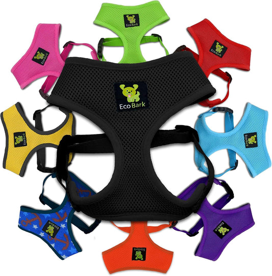 Dog Harness - Eco-Friendly Max Comfort Harnesses - Luxurious Soft Mesh Halter - over the Head Harness Vest- No Pull and No Choke for Puppy, Small Breeds & Medium Dogs (Large, Black)