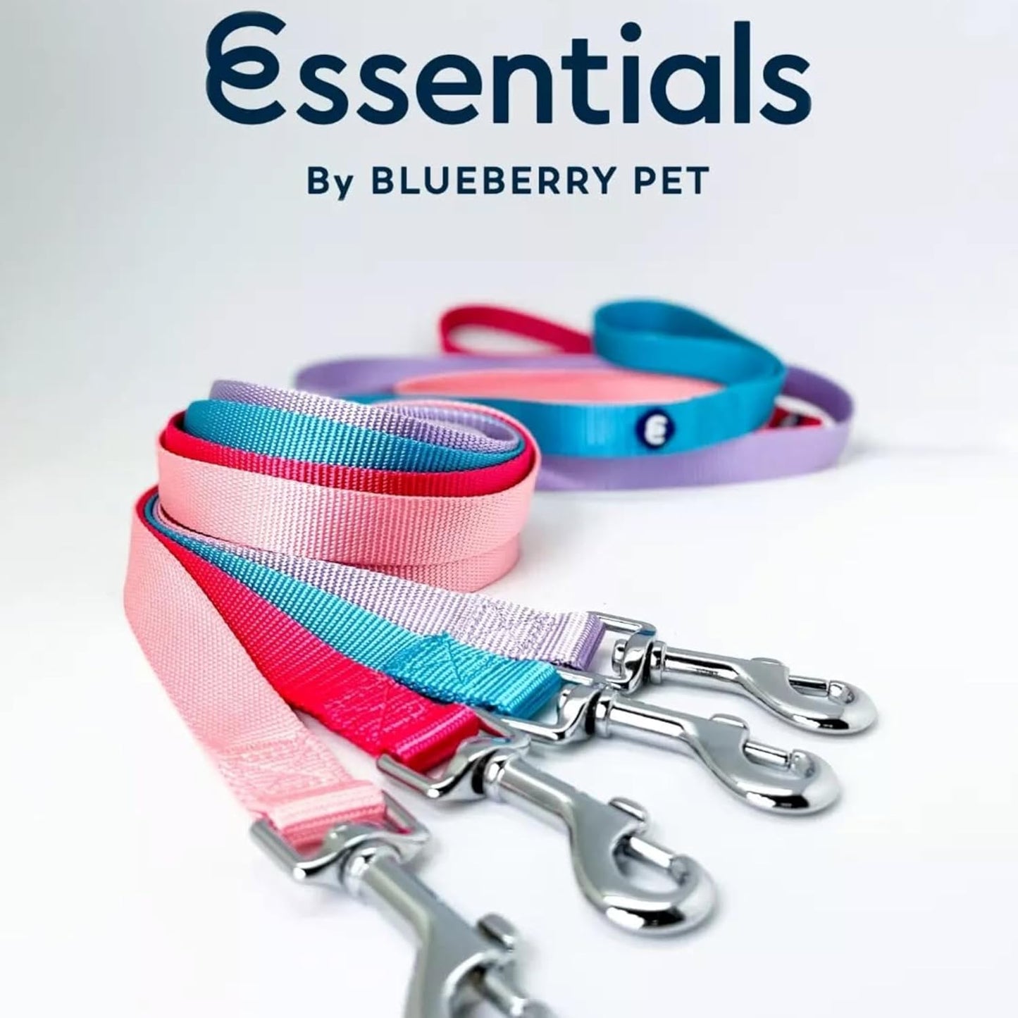 Essentials Chambray Blue Dog Leash for Medium - 5' * 3/4" Dogs | Heavy Duty Nylon Lead | Lightweight Puppy & Cat Leash for Walking & Training