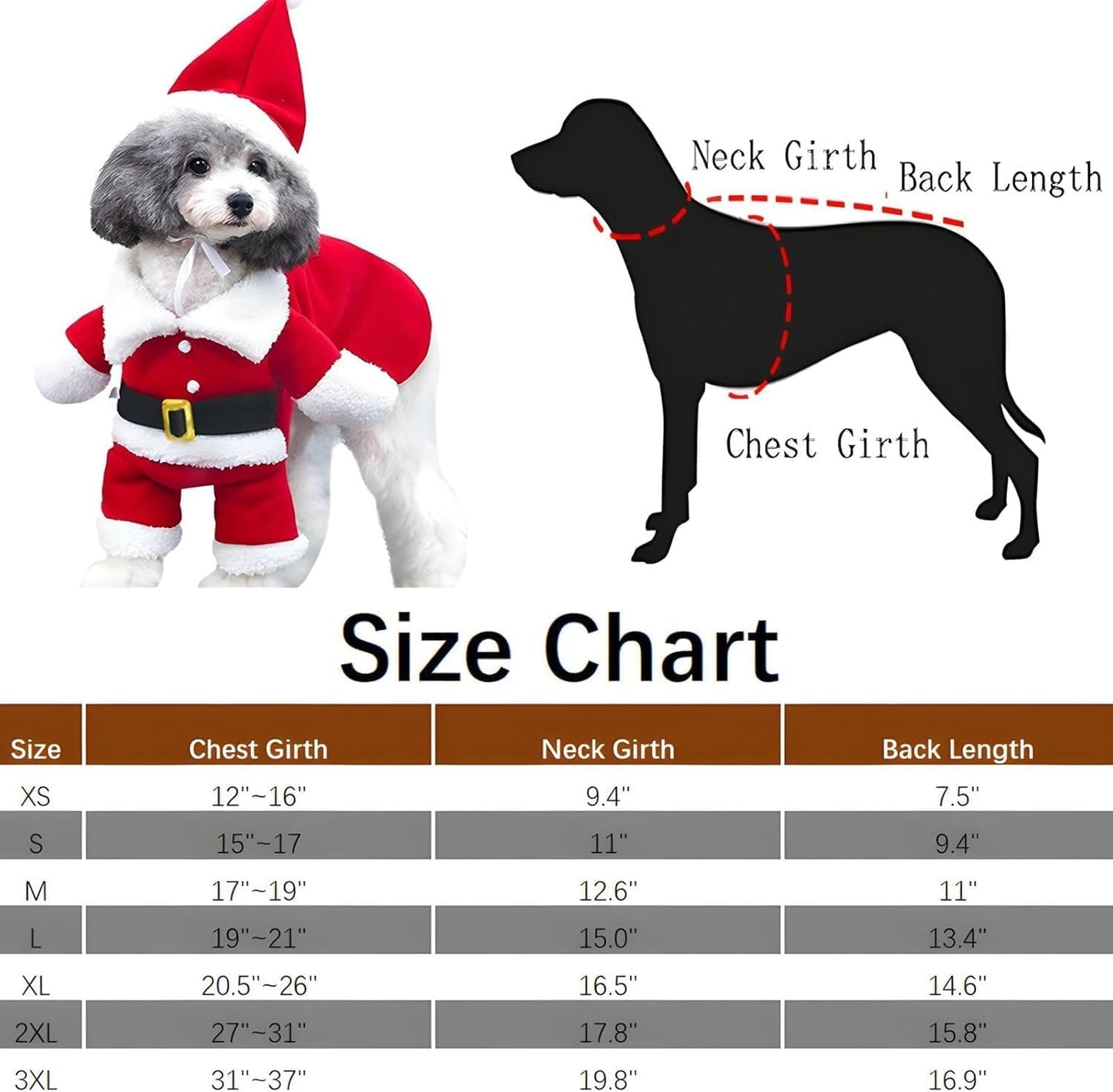Pet Christmas Costumes Dog Suit with Cap Santa Claus Suit Dog Hoodies Cat Xmas Costumes (Red, M)