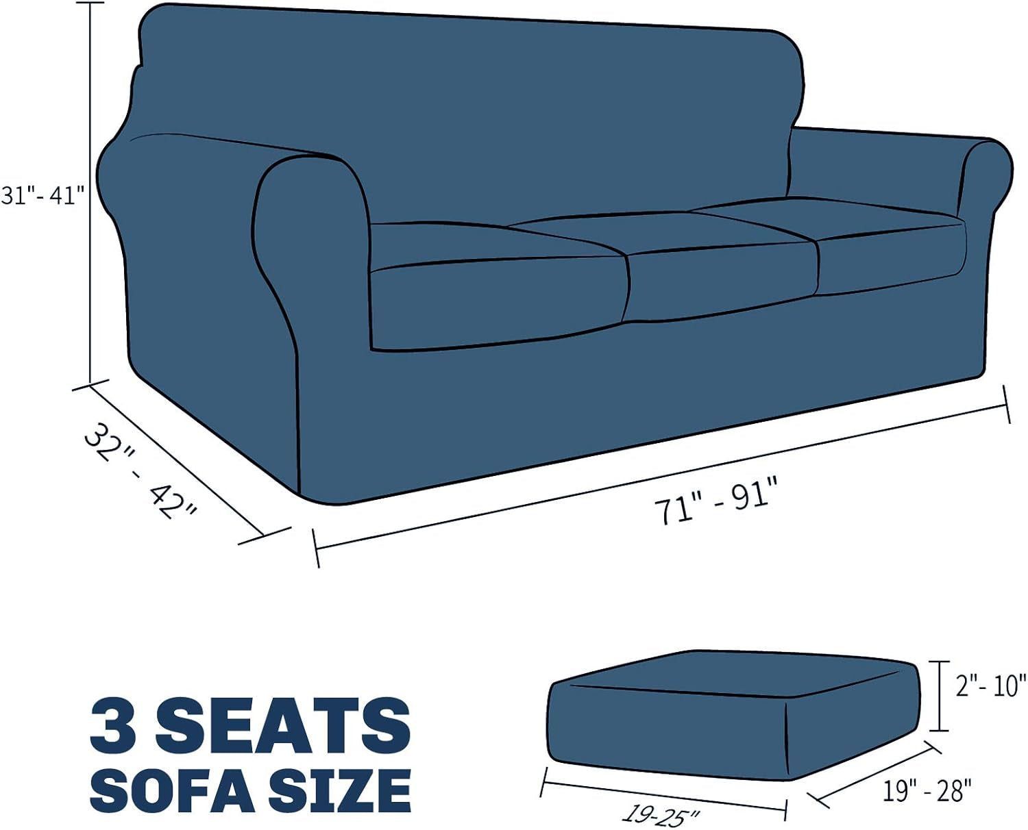 4 Pieces Couch Covers for 3 Cushion Couch Stretch Sofa Slipcover with 3 Seat Cushion Covers Thick Fitted Couch Cover for Pet Dogs Furniture Protector (Sofa, Light Gray)
