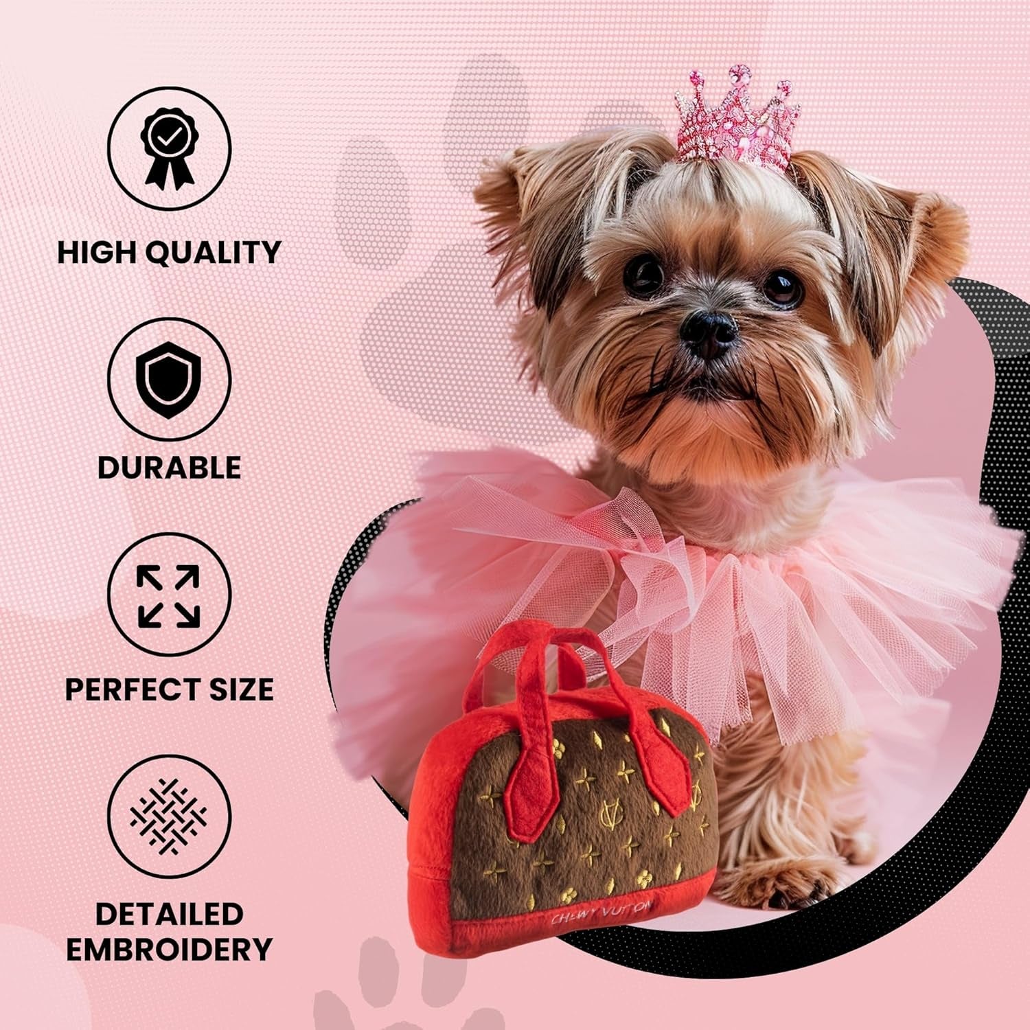 Runway Pup Collection | Unique Squeaky Parody Plush Dog Toys – Haute Couture Purses & Handbags