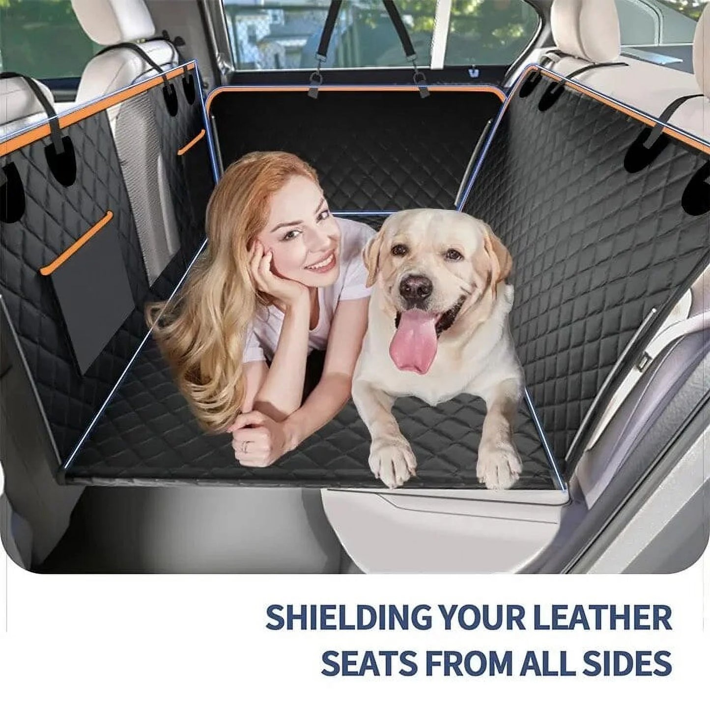 Back Seat Extender for Dogs,Dog Hammock for Car Hard Bottom,Dog Car Seat Cover Hard Bottom (Orange)