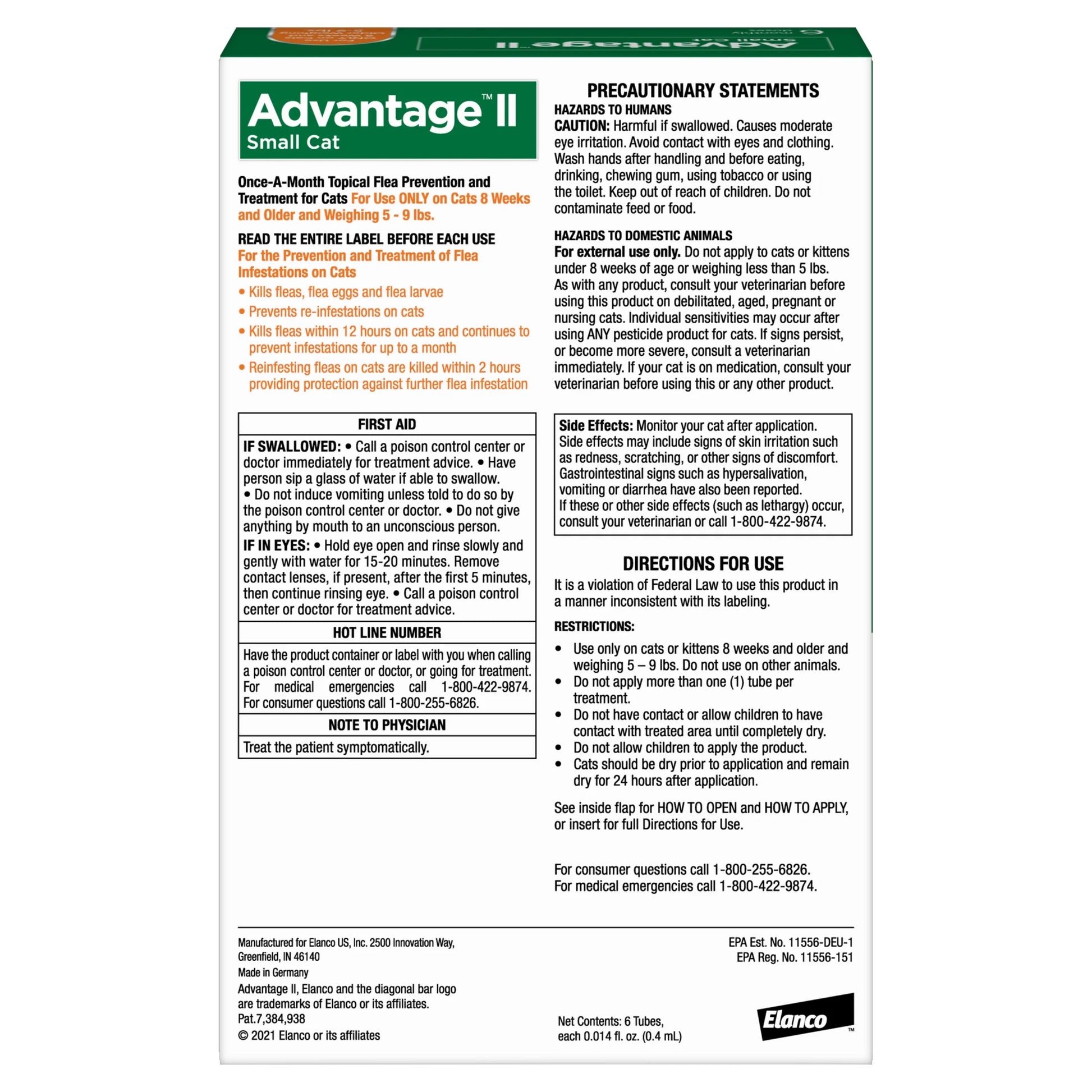 (2 Pack)  Vet-Recommended Flea Prevention for Small Cats 5-9 Lbs, 6-Monthly Treatments
