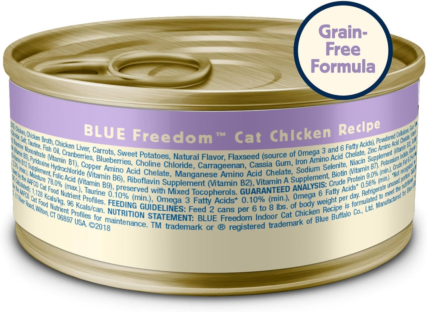 Freedom Grain-Free Adult Wet Cat Food, Complete & Balanced Nutrition for Indoor Cats, Made with Natural Ingredients, Chicken Recipe, 5.5-Oz. Cans (24 Count)