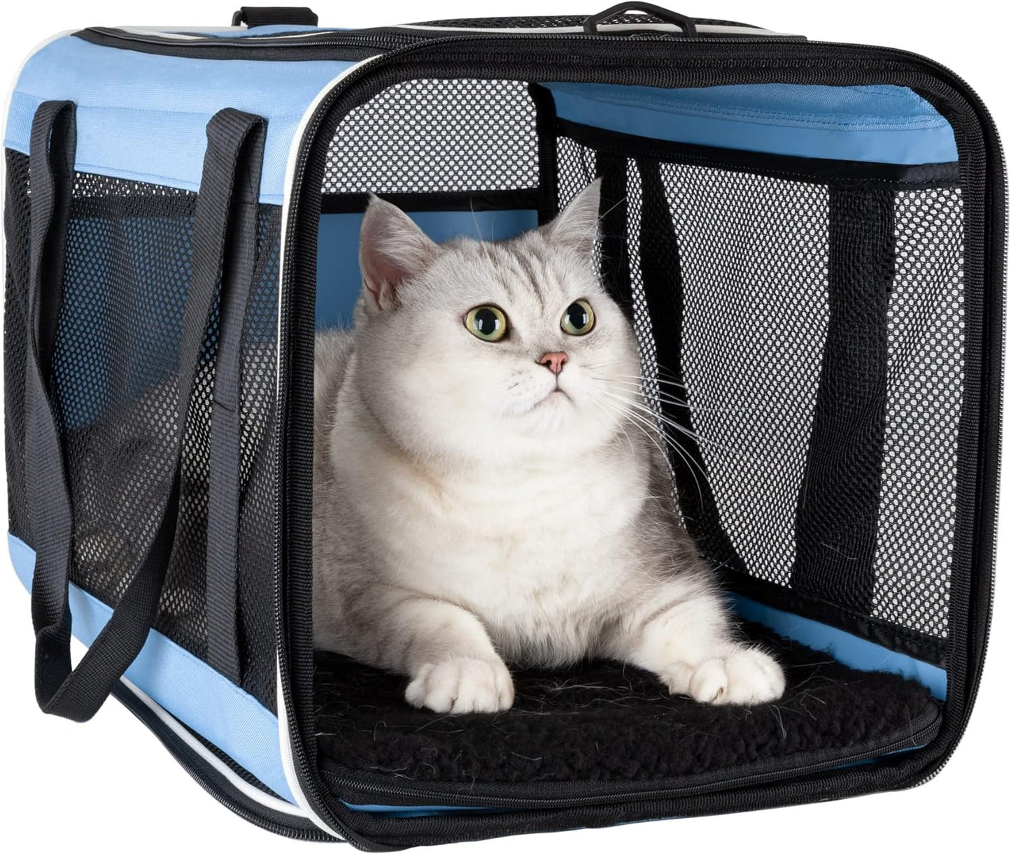 Soft Pet Carrier for Large and Medium Cats, 2 Kitties, Small Dogs. Easy to Get Cat In, Great for Cats That Don'T like Carriers (Blue)