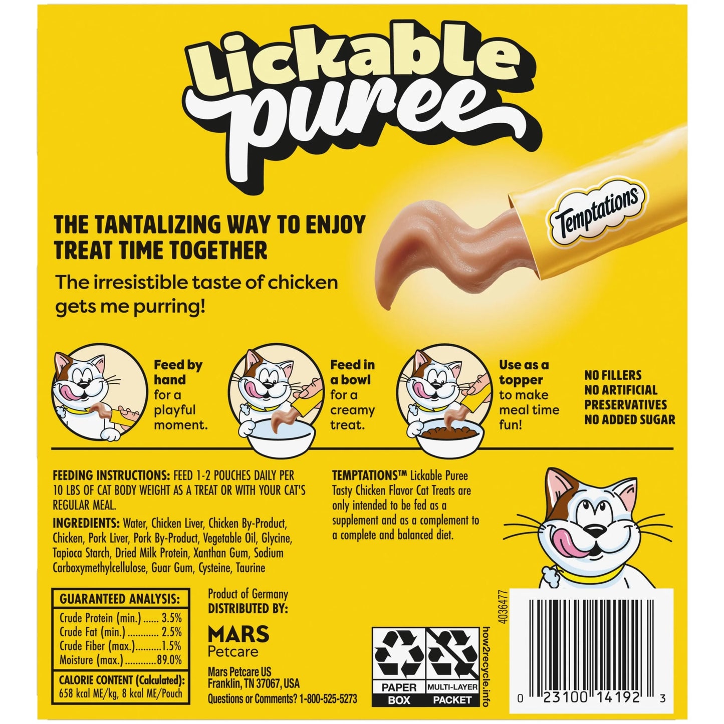 Creamy Puree with Chicken Squeezable Lickable Wet Treats for Cats, 0.42 Oz (24 Pack)