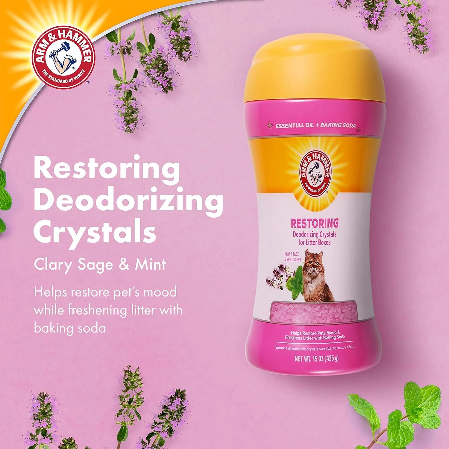 (12 Pack)  Deodorizing Cat Litter Crystals for Litter Boxes, Clary Sage & Mint Scent 15 Oz.