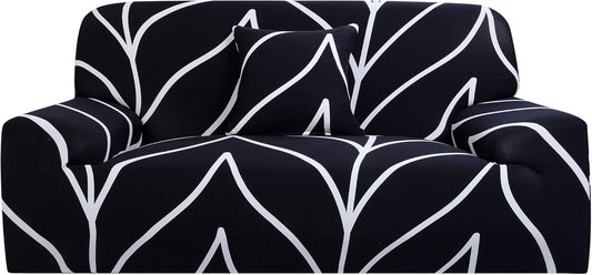 Stretch Sofa Cover Printed Couch Slipcover for Sofas Loveseat Armchair Living Room Universal Furniture with One Pillowcase (Black White Branches, Medium)