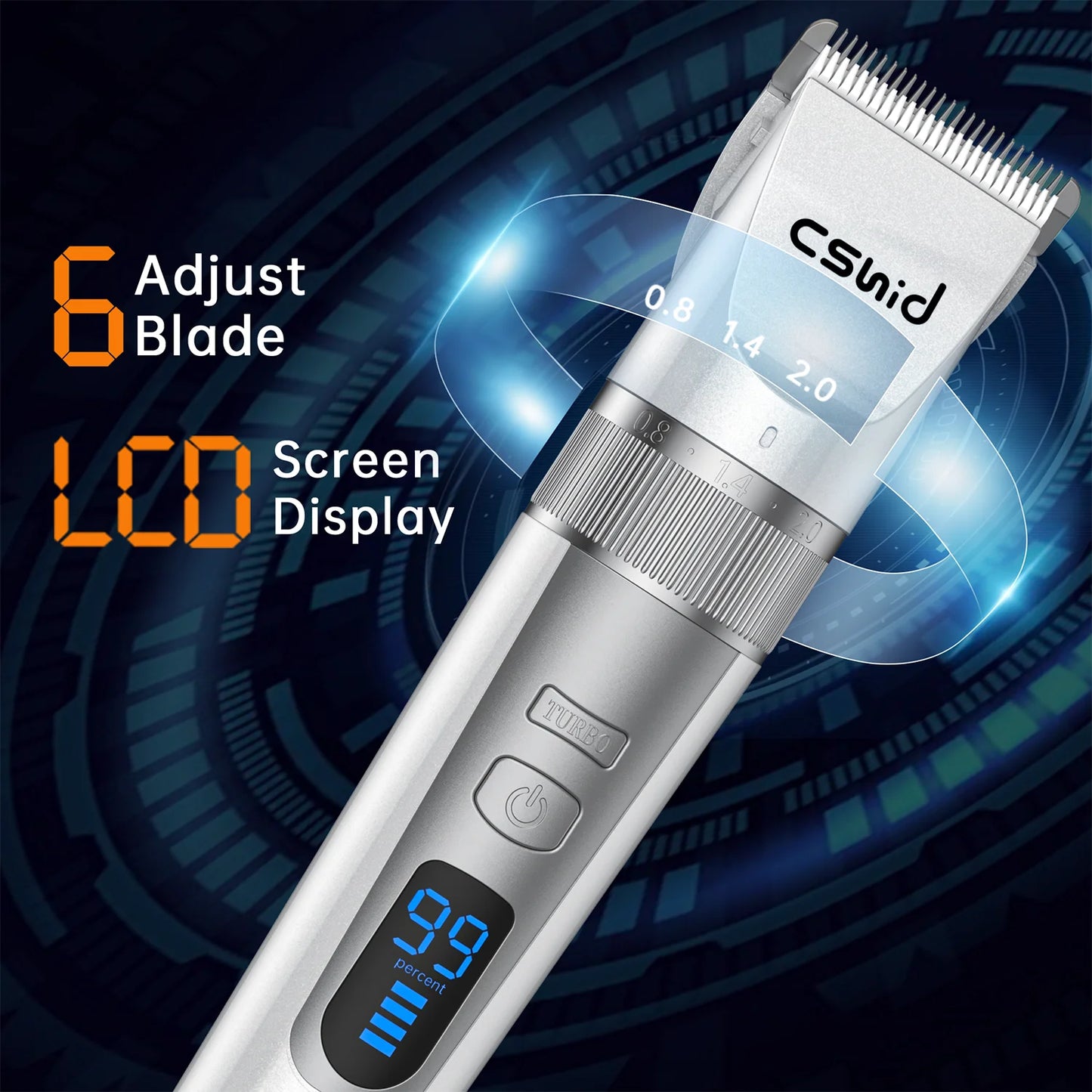 Dog Clippers for Thick Heavy Coats, Low Noise Rechargeable Cordless Pet Shaver with Stainless Steel Blade, Waterproof Dog Grooming Kit for Dogs Pets and Animals, White