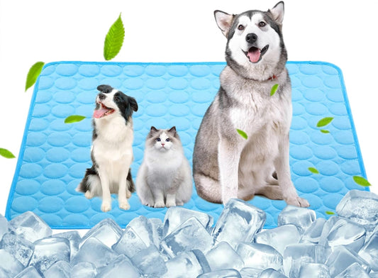 Dog Self Cooling Mat Pet Washable Cooling Pads Blanket Sleeping Kennel Mat,Ice Silk Sleep Mat Pad Non-Toxic Breathable Sleep Bed Beach for Large Dogs Cats (Blue, 27.5X39.4 In)