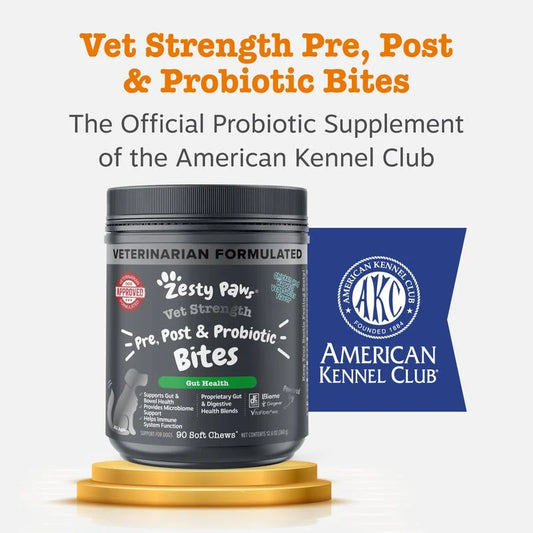 Vet Strength Pre, Post, & Probiotic Bites for Dogs, for Gut Health & Immune Support, Chicken Flavor, 90Ct