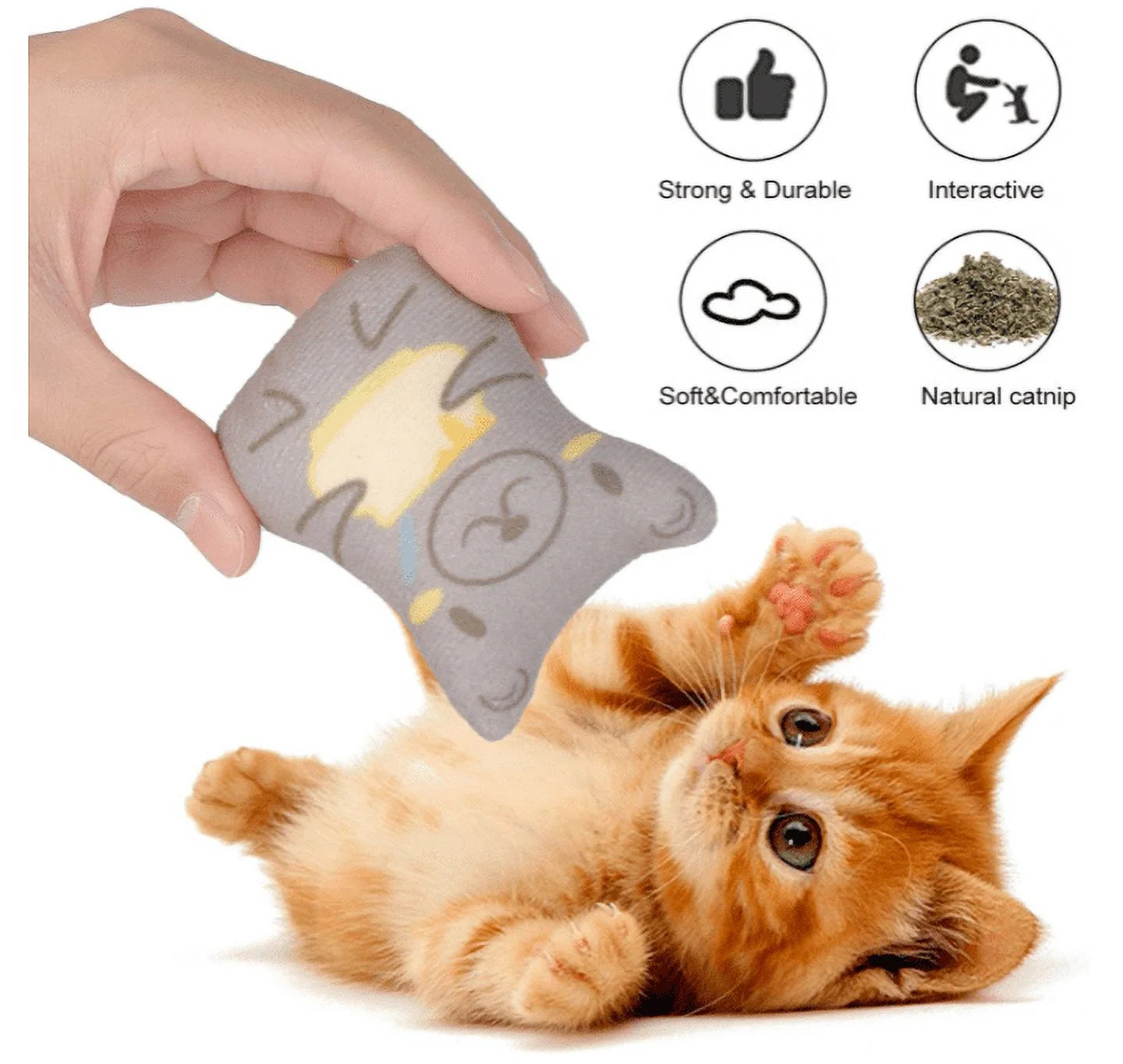 Catnip Toys for Cats - Plush Toys Cat Chew Toys Teething Interactive for Kitten 5 PCS