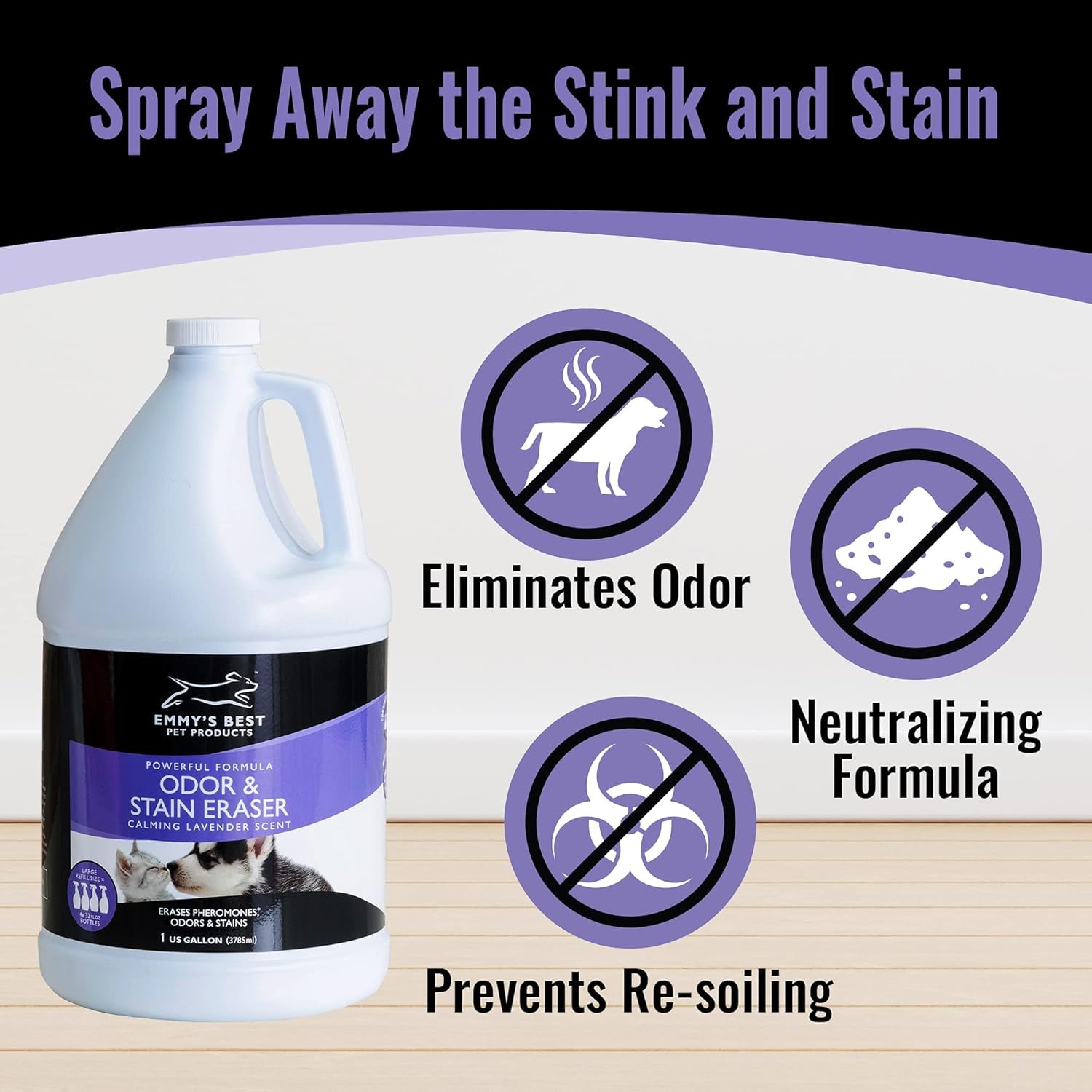 EBPP Odor & Stain Eraser - Made in the USA - Pet Odor Absorber and Room Deodorizer for Home Use - Odor Remover and Urine Odor Eliminator - Lavender Enzyme Carpet Cleaner
