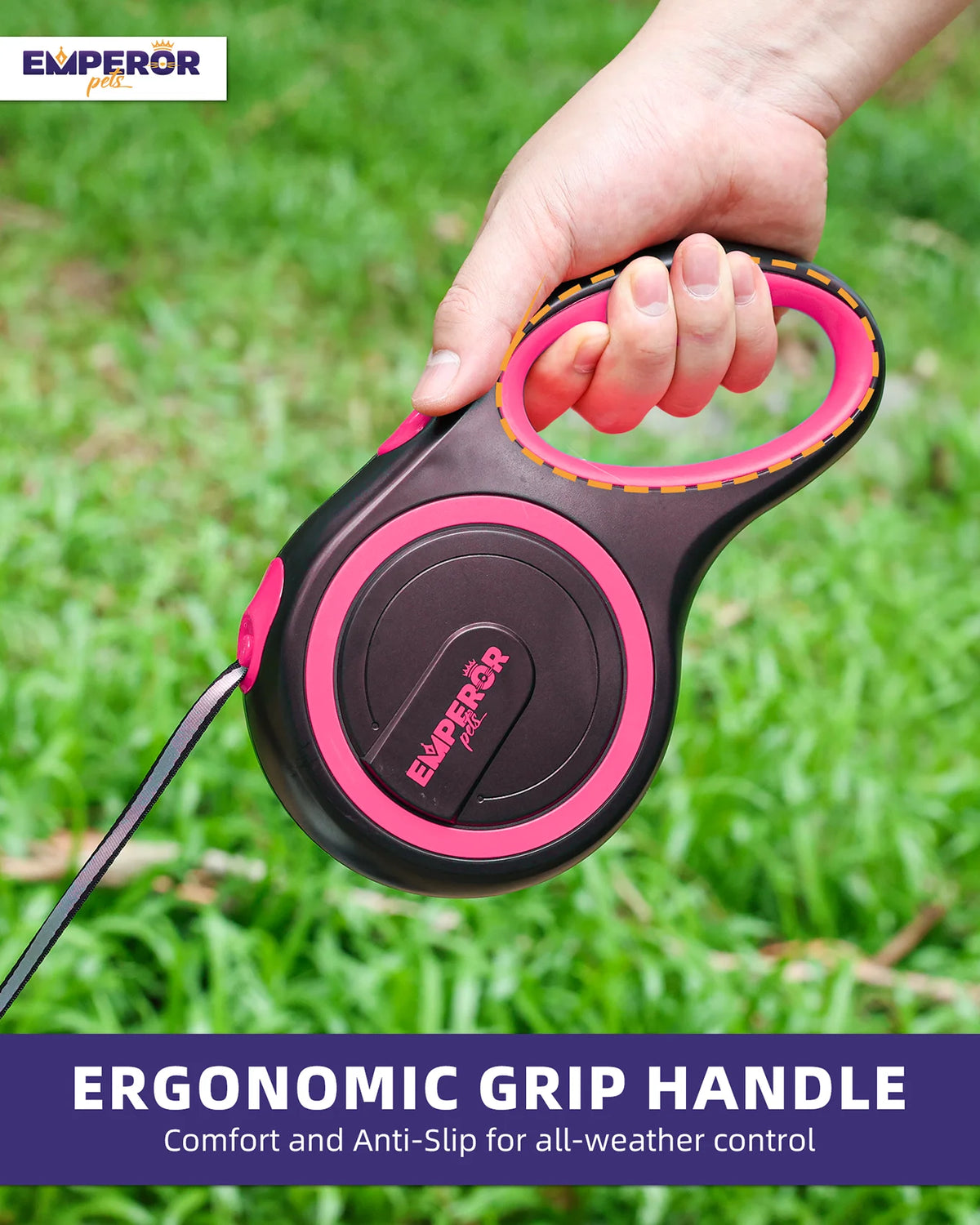 16 Ft Retractable Dog Leash Large Dogs - up to 110Lbs, Large Dog Leash Heavy Duty Dog Leash Retractable 16 Ft - Pink - PK16-50