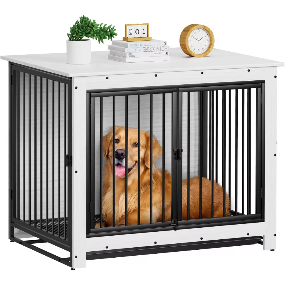 Dog Crate Furniture, Large Dog Crate Furniture, Wooden Cage Kennel Furniture Indoor, Modern Dog Crate with Multi-Purpose Removab