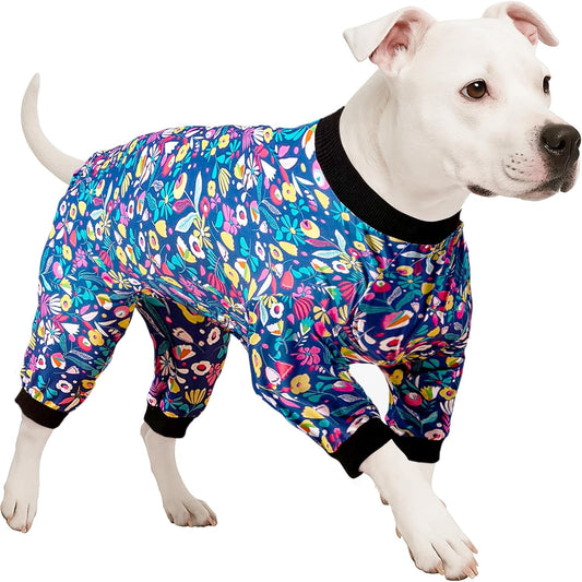 Large Dog Shirt/Sleepytime Elephants Prints/Post Surgery Dog Shirt/Wound Care for Large Dog Onesies/Lightweight Pullover, Full Coverage Large Breed Pjs, 3XL