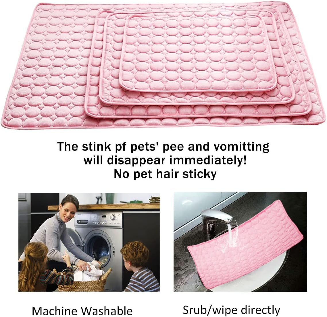 Dog Cooling Mat Pet Cooling Pads Dogs & Cats Pet Cooling Blanket for Outdoor Car Seats Beds (Pink, 28IN * 40IN)