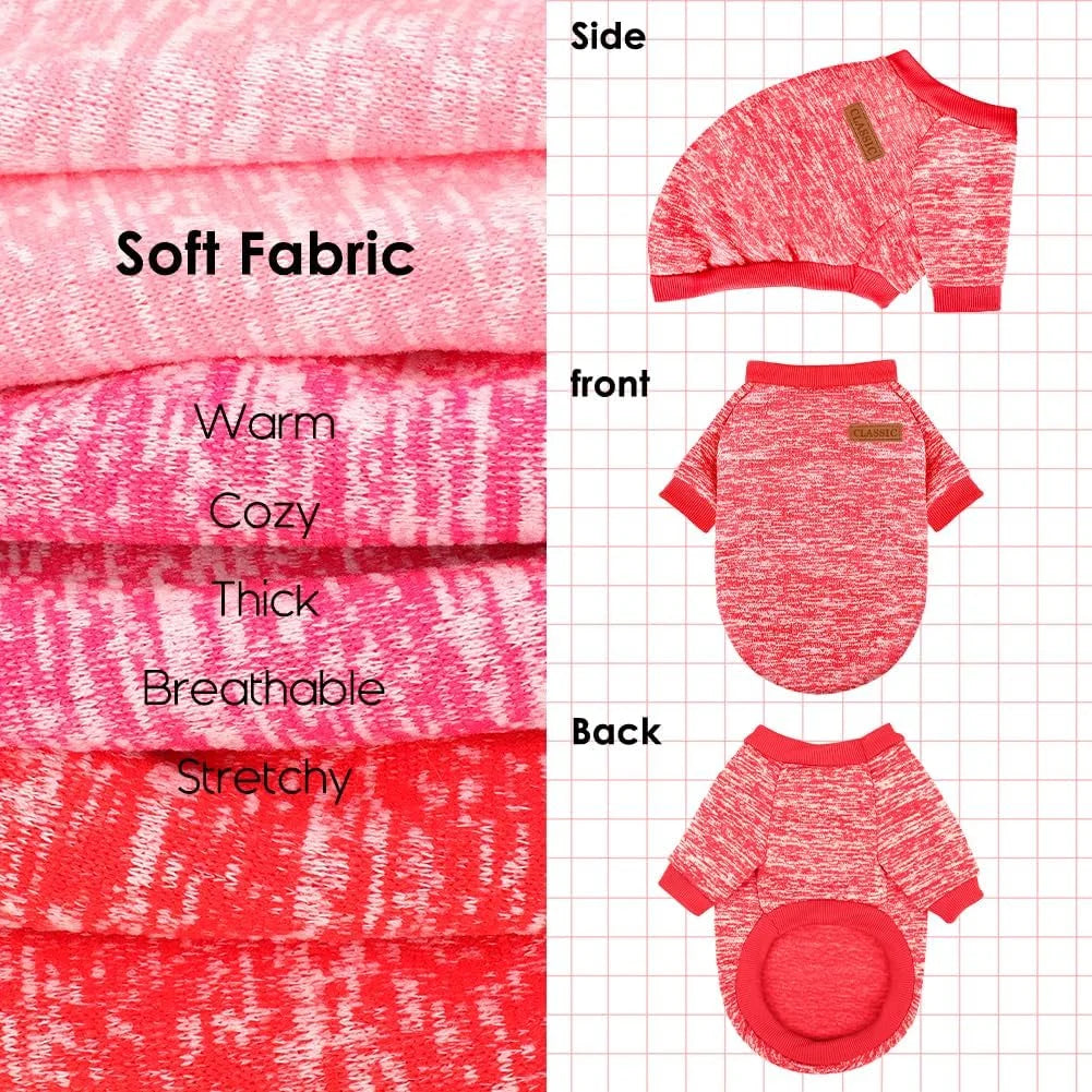 3 Pack Dog Sweaters for Small Dogs Girl Boy Dog Winter Fleece Clothes Warm Soft Dog Sweatshirt Outfit for Dog Cat Pet Apparel