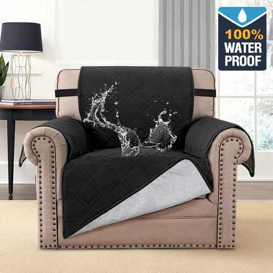 100% Waterproof Sofa Slipcover Washable Armchair Cover Non-Slip Furniture Protector for Living Room Couch Cover for Pets Chair Cover with Puppy Paw Silicone Backing (Armchair, Black)