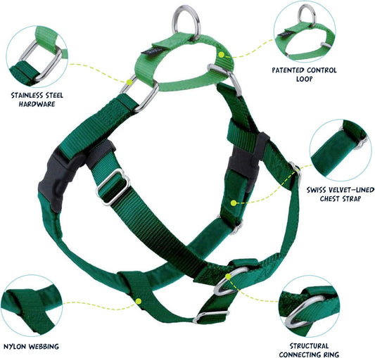 Freedom No Pull Dog Harness, Adjustable Harness and Leash Set, Easy Walking & Comfortable Control, Fits Small, Medium & Large Dogs, Solid Colors, Made in USA, 5/8" MD, Kelly Green