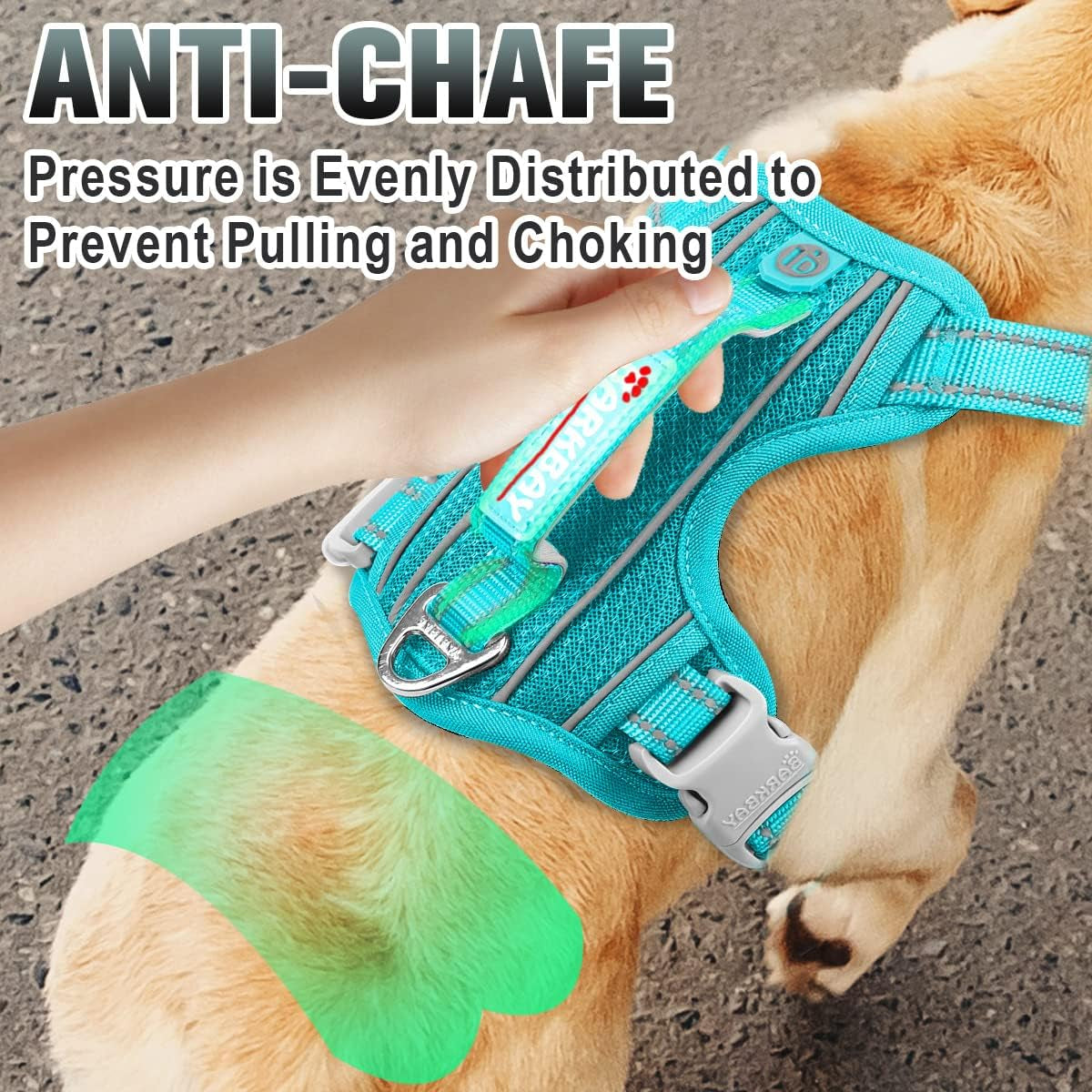 No Pull Dog Harness Large Reflective Dog Harness with Front Clip and Easy Control Handle for Walking Training Running with ID Tag Pocket(Ocean Blue,Xl)